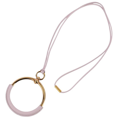 Hermes Loop Grand Necklace Gold Colored Light Pink Mauve Sylvestre