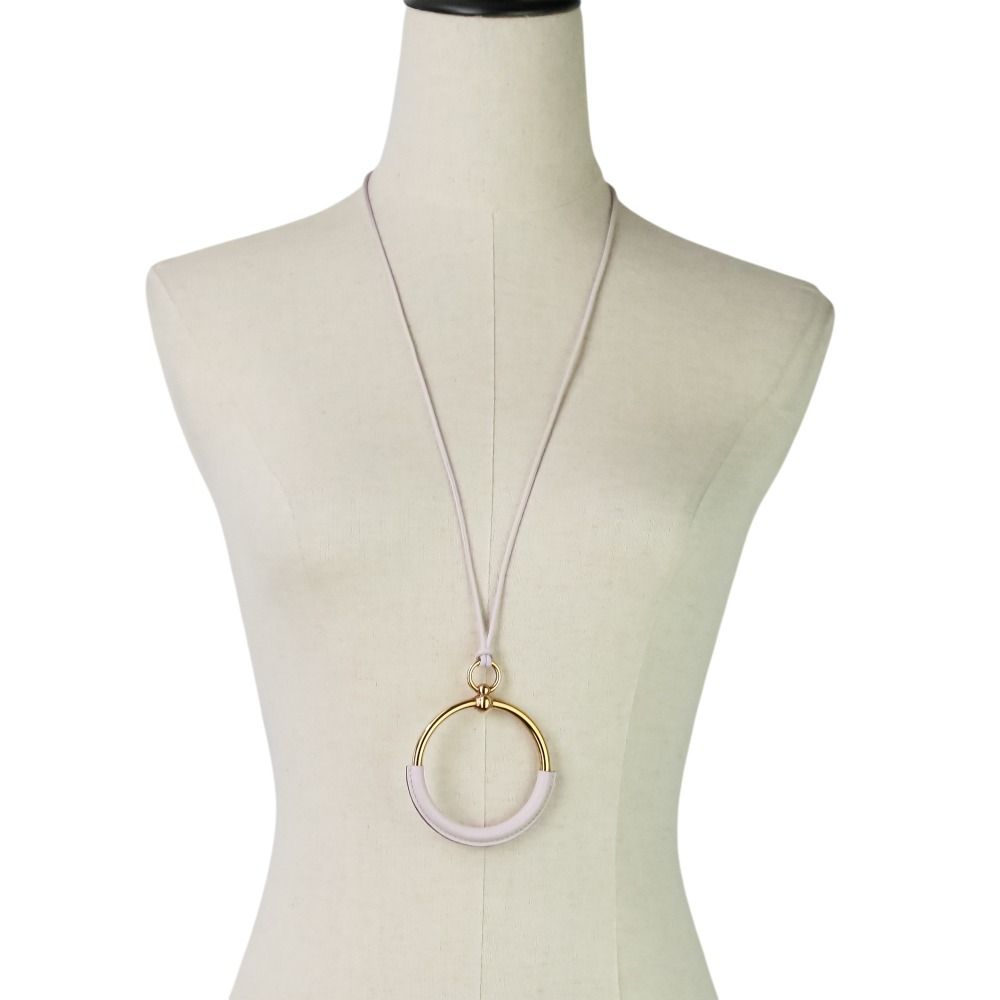 Hermes Loop Grand Necklace Gold Colored Light Pink Mauve Sylvestre — view 2
