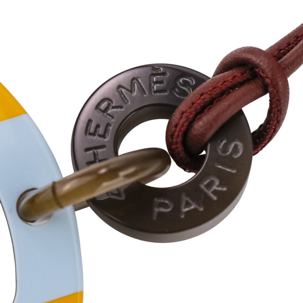 Hermes H Equipe Buffalo Horn Necklace Yellow Bordeaux — view 8