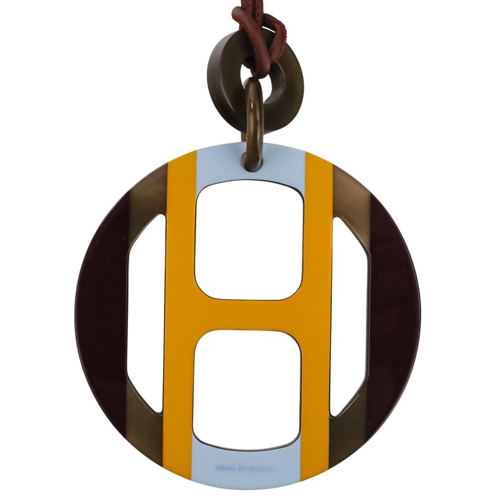 Hermes H Equipe Buffalo Horn Necklace Yellow Bordeaux — view 5