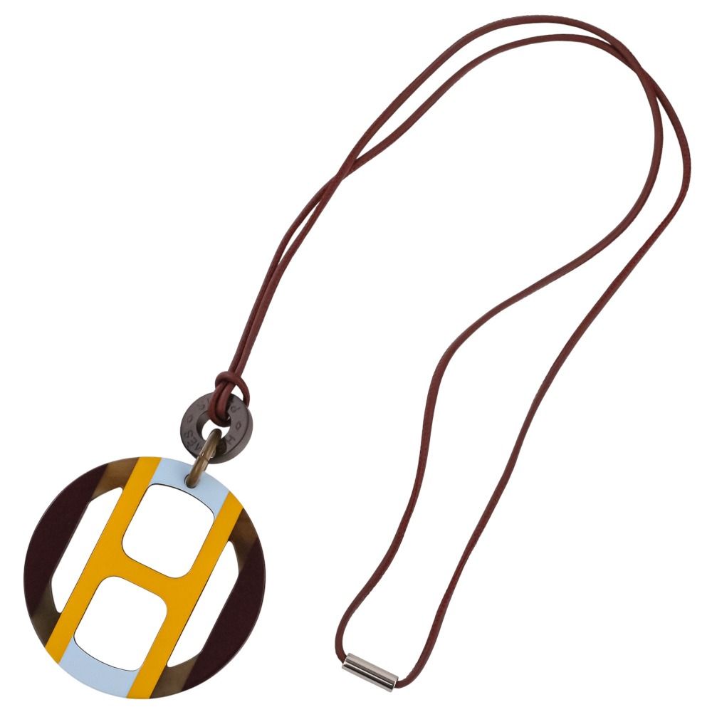 Hermes H Equipe Buffalo Horn Necklace Yellow Bordeaux