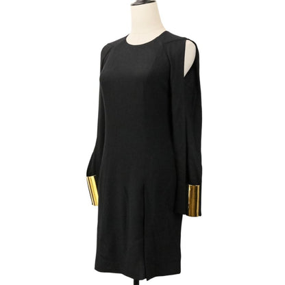 Gucci Frida Era Silk Blend Open Sleeve Gold Metal Cuff Knee-Length Dress 38 — view 2
