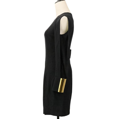 Gucci Frida Era Silk Blend Open Sleeve Gold Metal Cuff Knee-Length Dress 38 — view 3