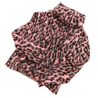 Celine Phoebe Philo Era Leopard Mohair Shaggy Knit Chunky Sweater Pink Black M — view 7