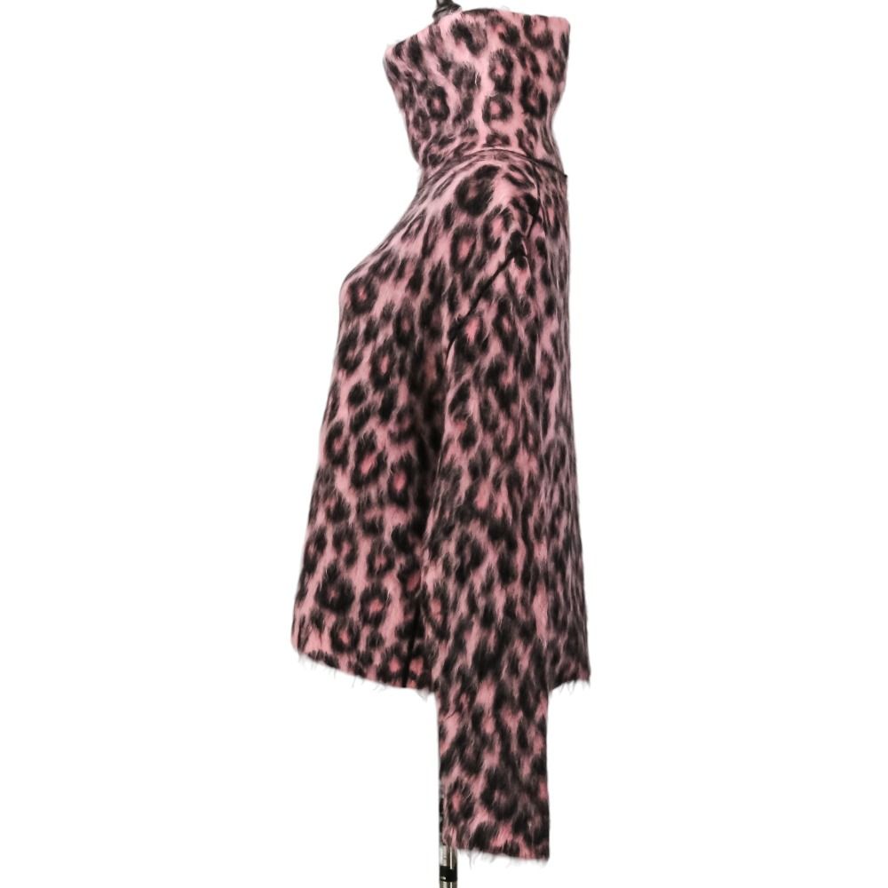 Celine Phoebe Philo Era Leopard Mohair Shaggy Knit Chunky Sweater Pink Black M — view 5