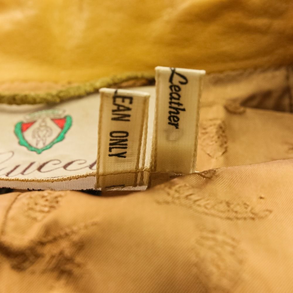Gucci Vintage Leather Tailored Jacket Skirt Suit Set 48 Yellow Spring Summer 46 — view 7
