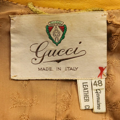 Gucci Vintage Leather Tailored Jacket Skirt Suit Set 48 Yellow Spring Summer 46 — view 6