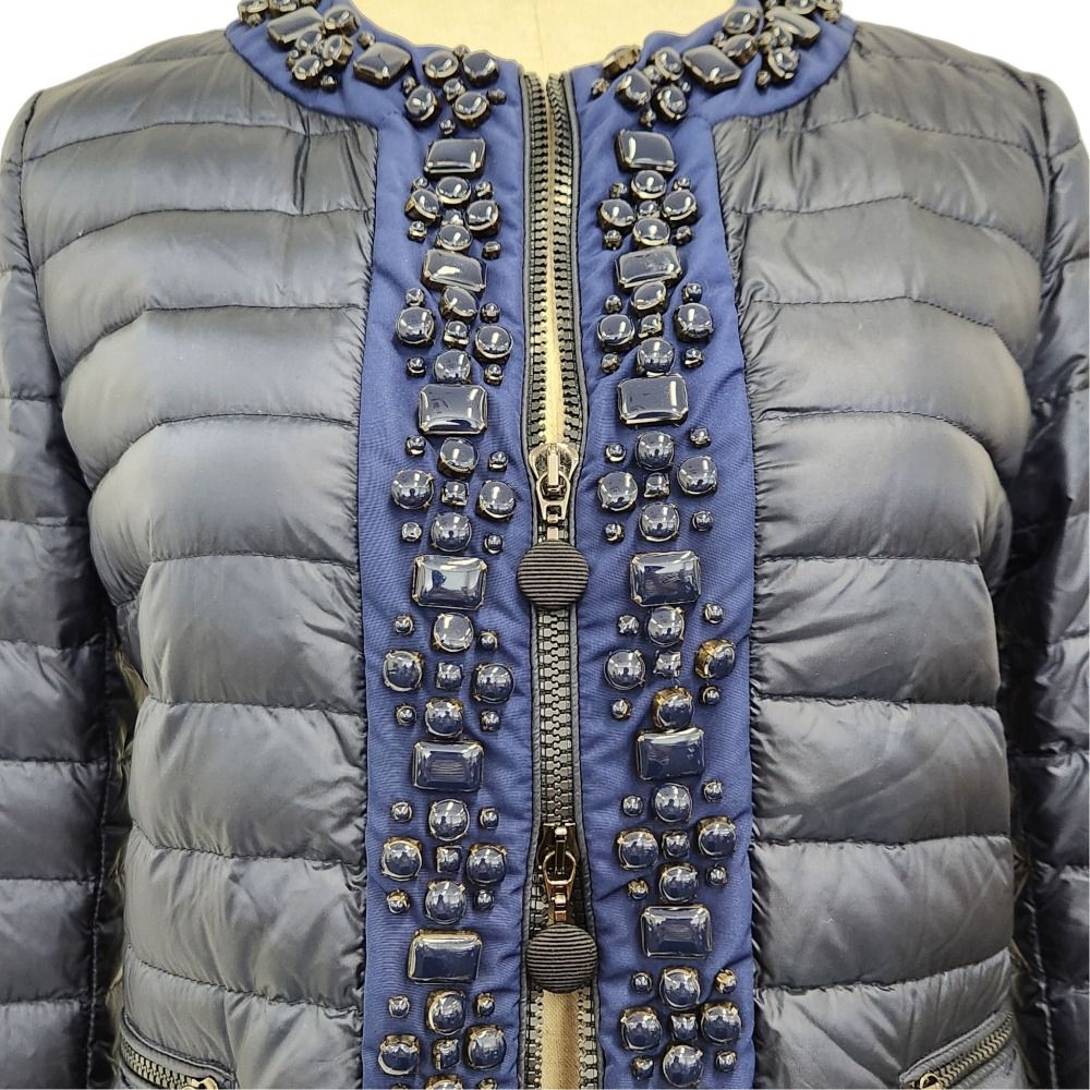 Moncler Cecile Bijou Collarless Down Jacket Navy Autumn Winter 0 — view 5