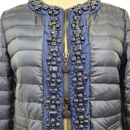 Moncler Cecile Bijou Collarless Down Jacket Navy Autumn Winter 0 — view 5