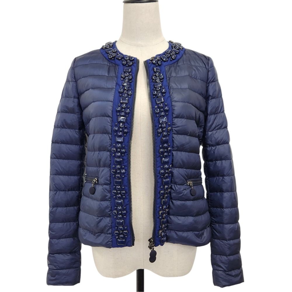 Moncler Cecile Bijou Collarless Down Jacket Navy Autumn Winter 0 — view 4