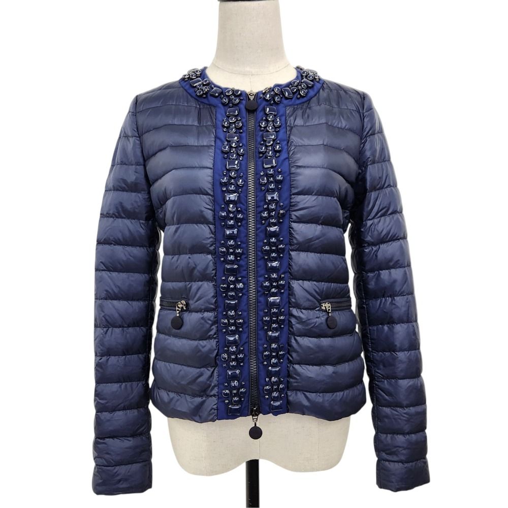 Moncler Cecile Bijou Collarless Down Jacket Navy Autumn Winter 0
