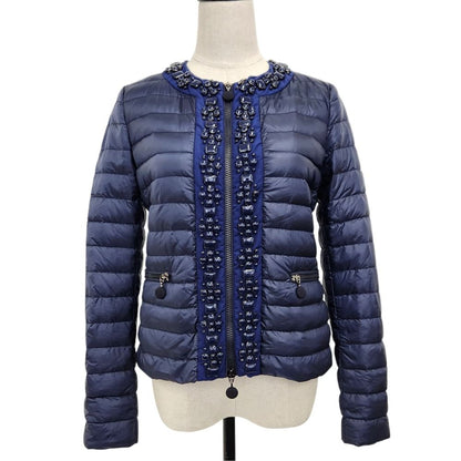 Moncler Cecile Bijou Collarless Down Jacket Navy Autumn Winter 0