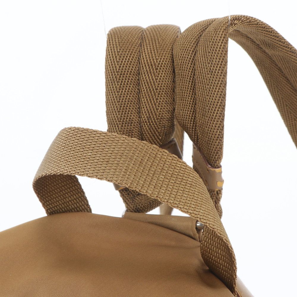 Prada Tessuto Nylon Triangle Logo Leather Backpack Brown — view 2