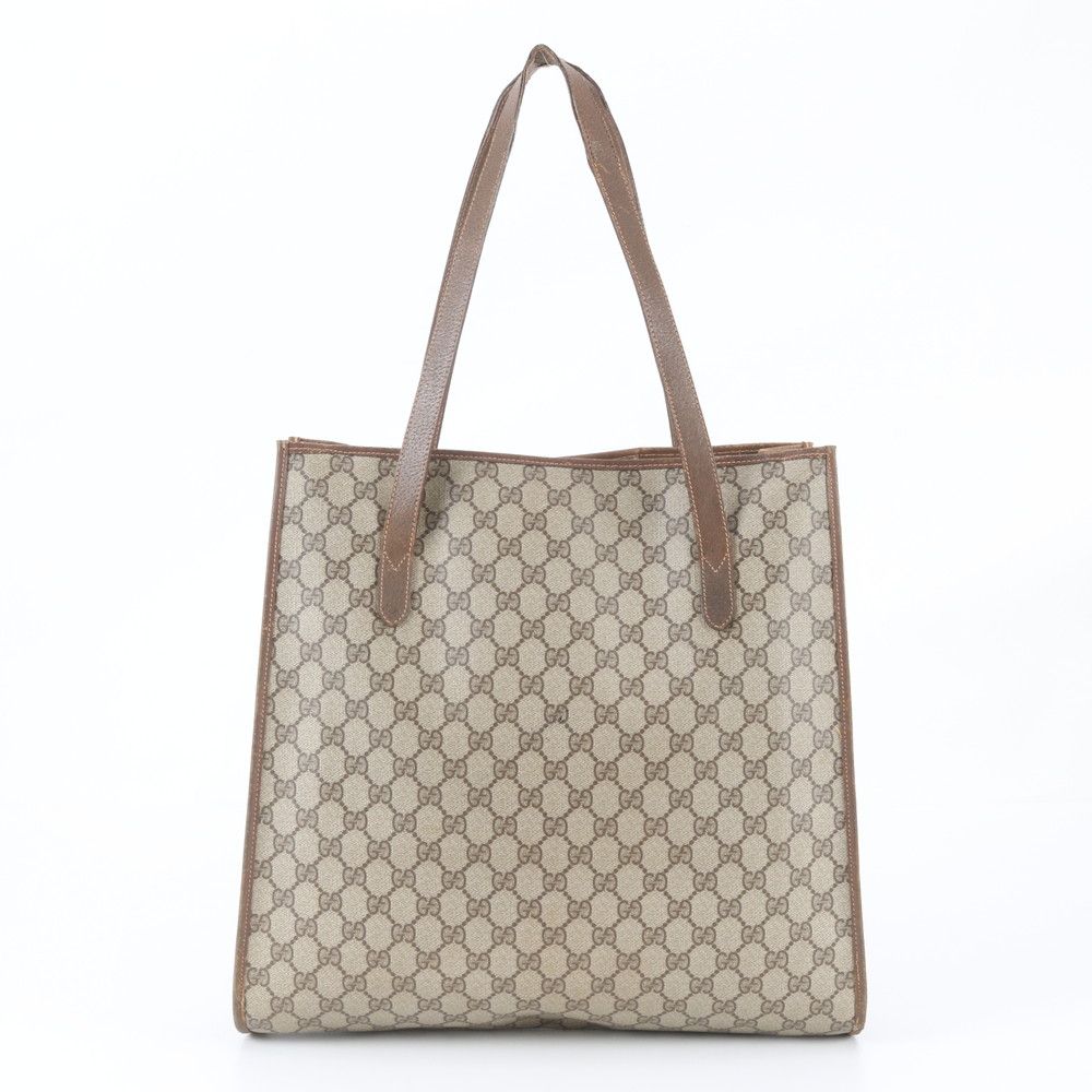 Gucci Vintage GG Supreme Leather Tote Bag Shoulder Business Document — view 3