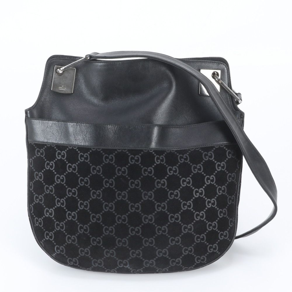 Gucci GG Suede Leather Shoulder Bag Crossbody Black