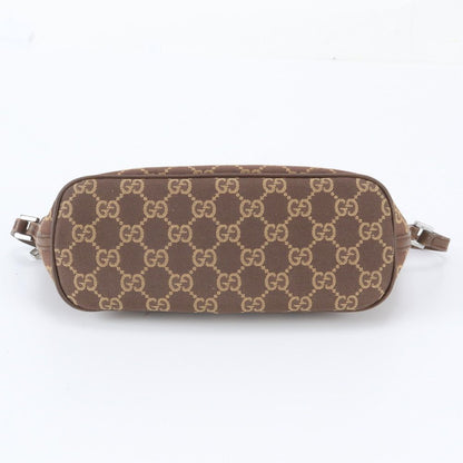 Gucci GG Canvas Mini Pouch Leather Handbag Brown — view 6
