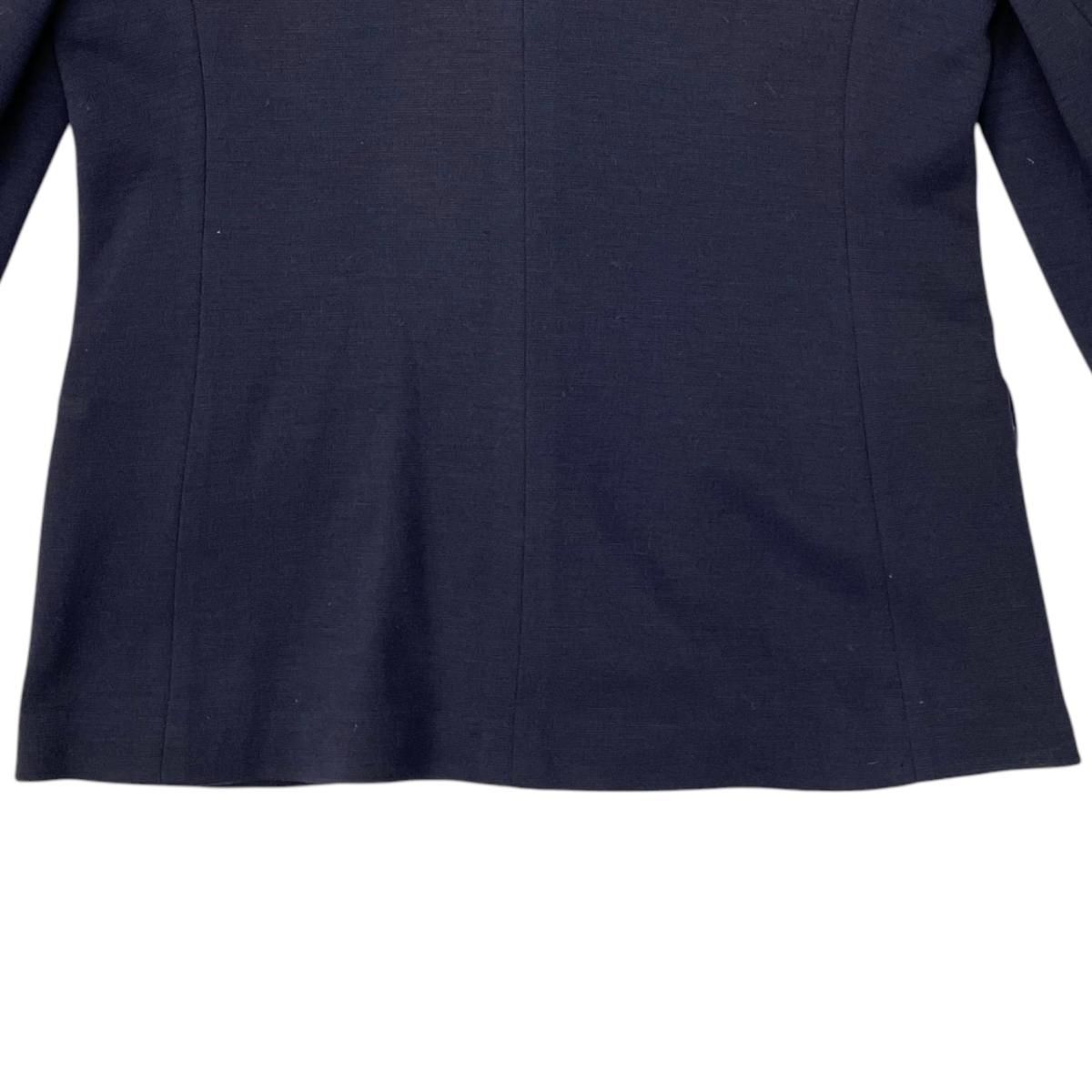 Chanel Boutique Collarless Jacket Lion Head Button Navy Gold — view 6