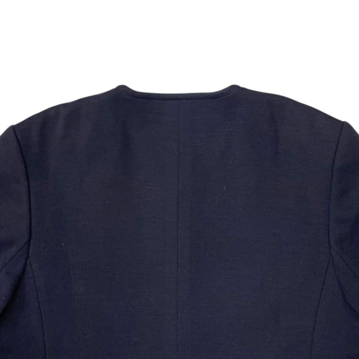 Chanel Boutique Collarless Jacket Lion Head Button Navy Gold — view 5