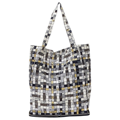 Hermes Silky Pop Tote Bag Silk Buffalo Skipper Gray Beige Black Bolduc Ribbon