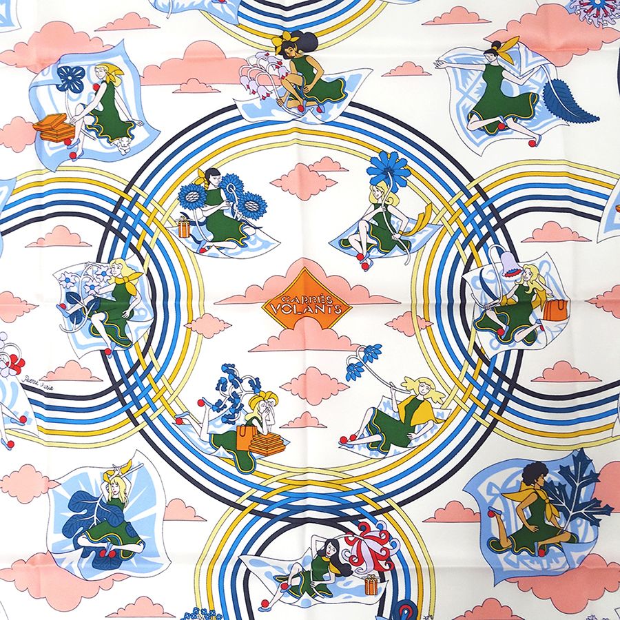 Hermes Scarf Carre 70 Carres Volants Flying Silk White — view 2