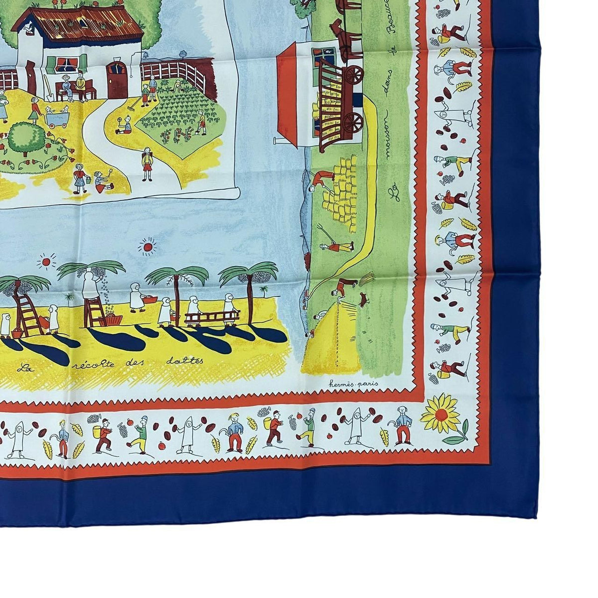 Hermes Silk Scarf Carre 90 Retour a la Terre Navy — view 5
