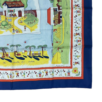 Hermes Silk Scarf Carre 90 Retour a la Terre Navy — view 5