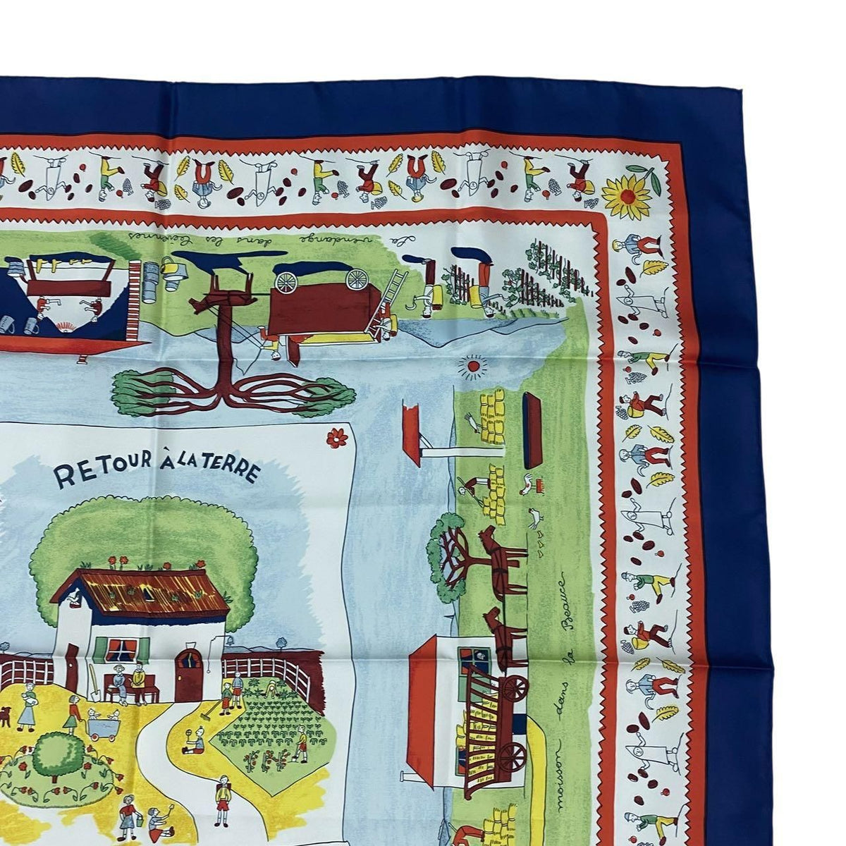 Hermes Silk Scarf Carre 90 Retour a la Terre Navy — view 3