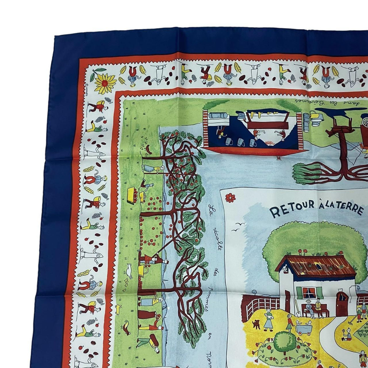 Hermes Silk Scarf Carre 90 Retour a la Terre Navy — view 2