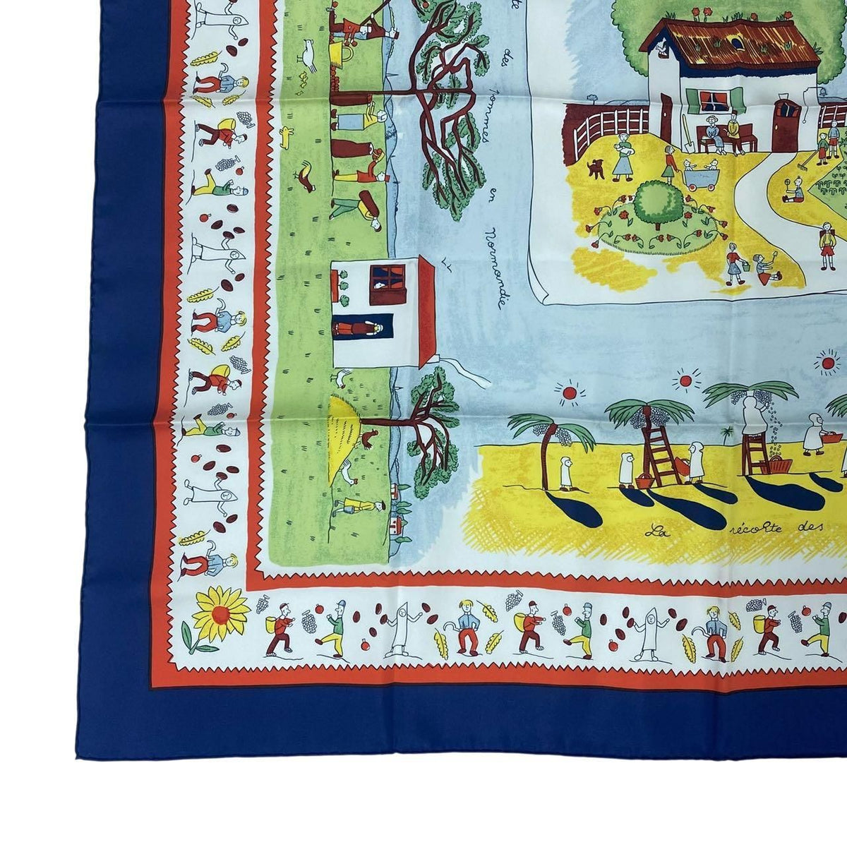 Hermes Silk Scarf Carre 90 Retour a la Terre Navy — view 4