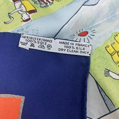 Hermes Silk Scarf Carre 90 Retour a la Terre Navy — view 7