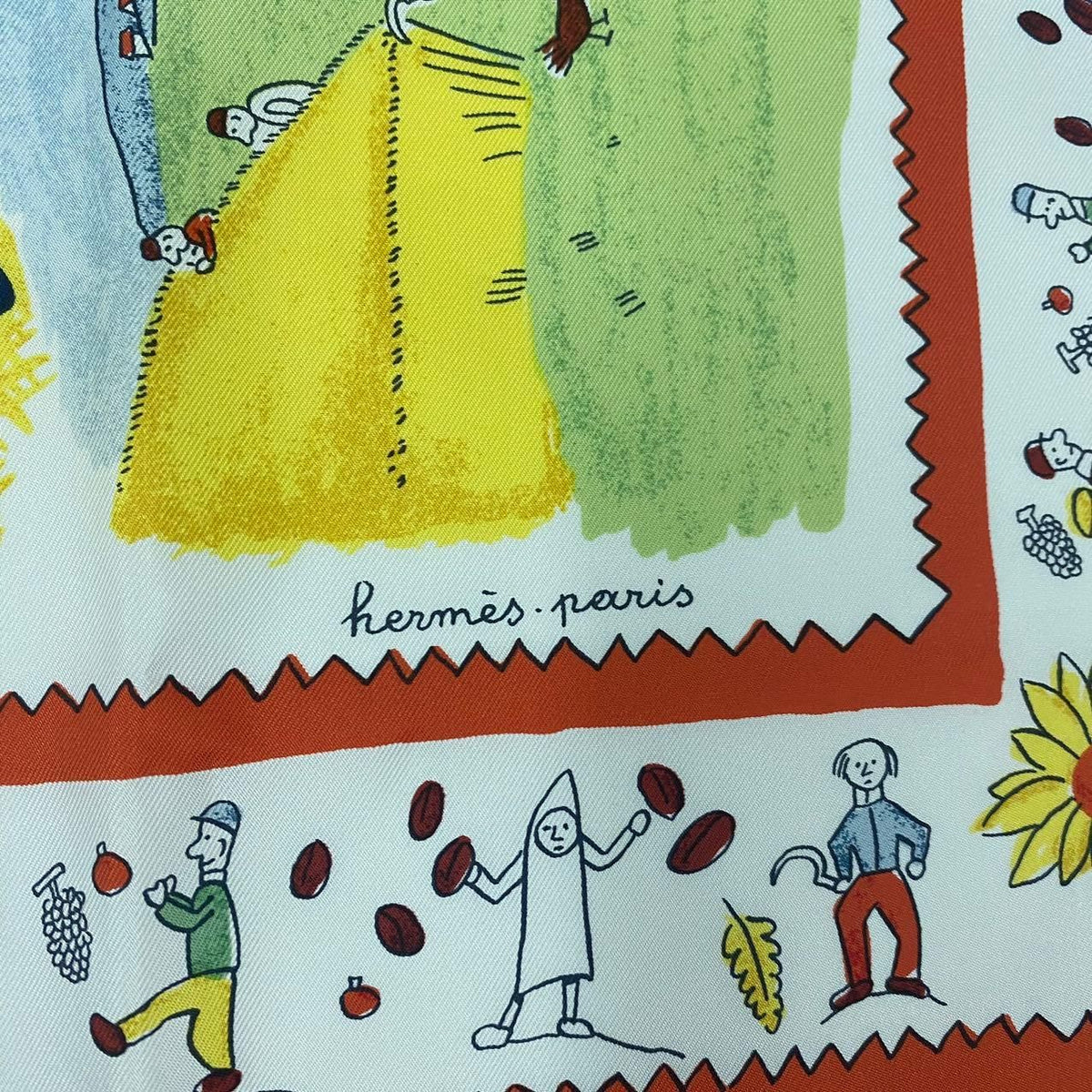 Hermes Silk Scarf Carre 90 Retour a la Terre Navy — view 6