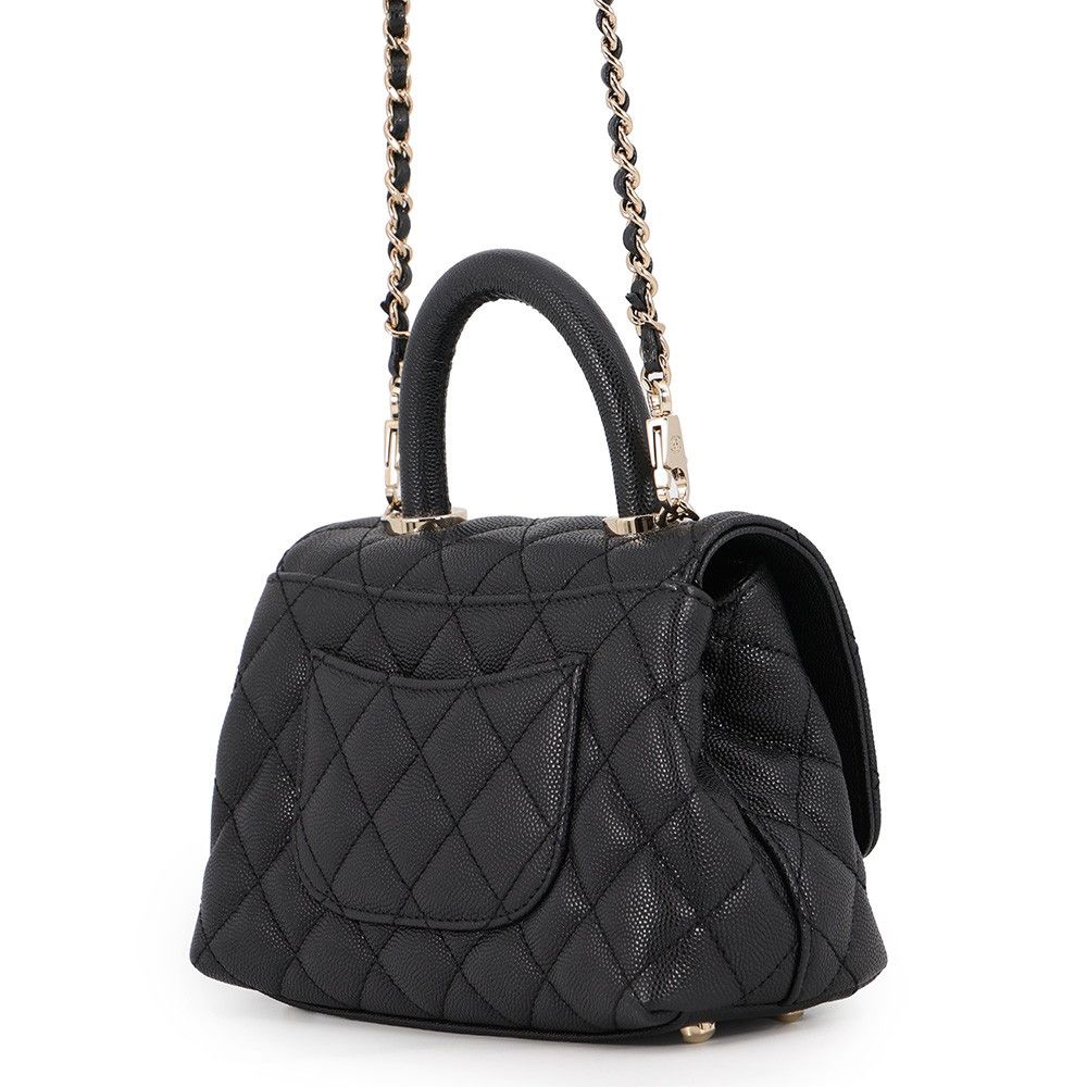 Chanel Handbag Quilted CC Logo Coco Handle XXS Caviar Leather 2-Way Black — view 2