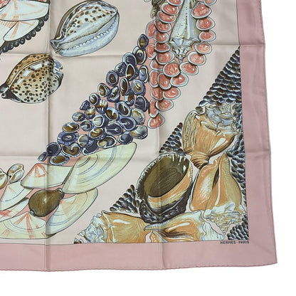 Hermes Carre 90 Scarf Rocaille Seashell Silk Pink — view 5