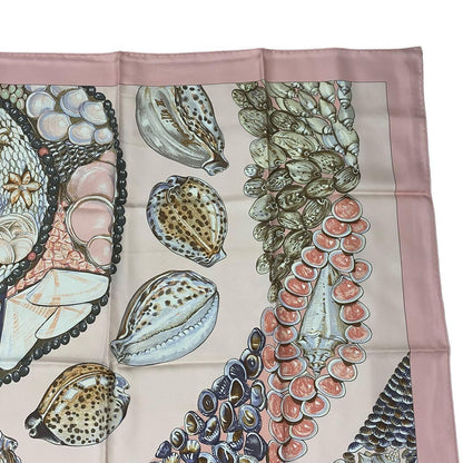 Hermes Carre 90 Scarf Rocaille Seashell Silk Pink — view 3
