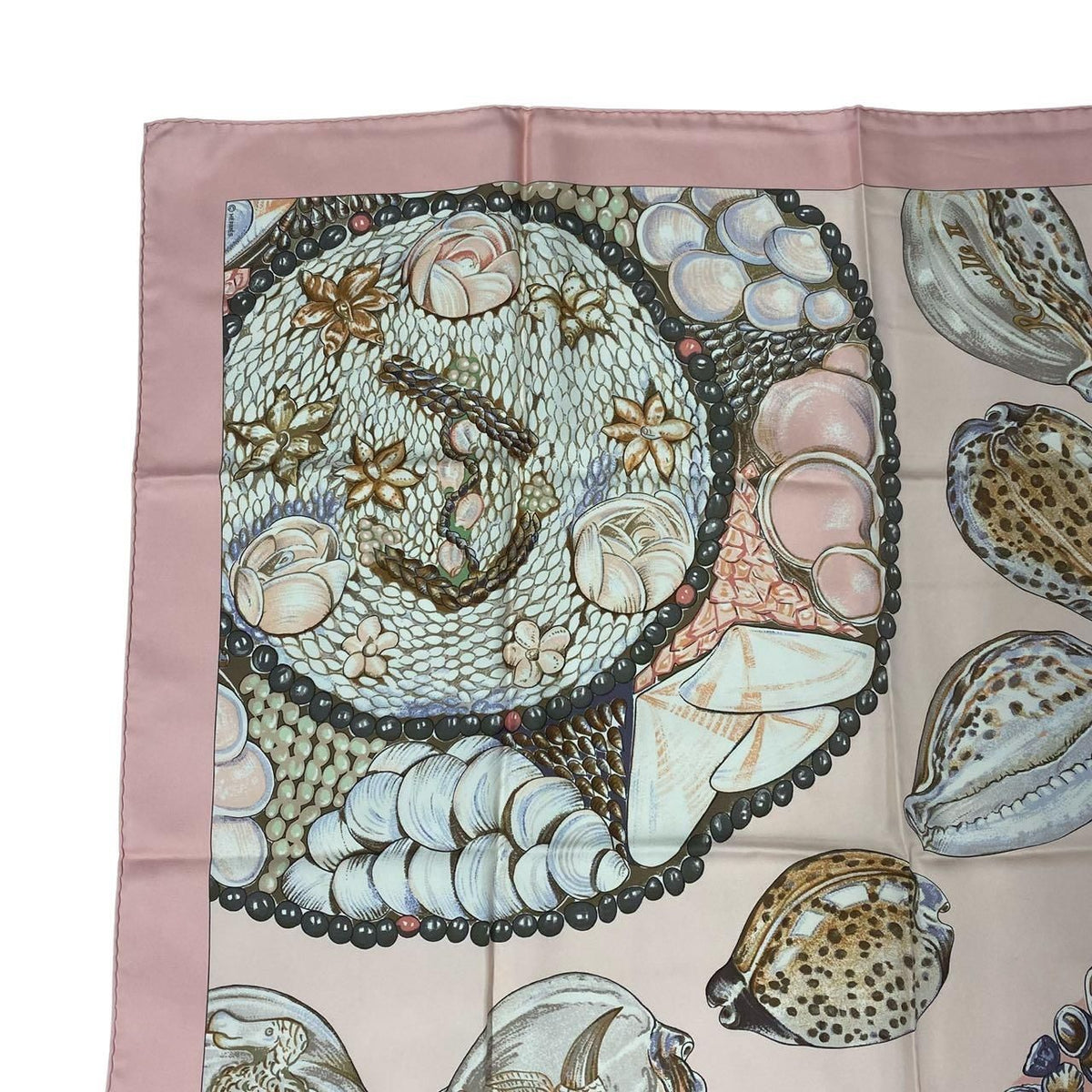 Hermes Carre 90 Scarf Rocaille Seashell Silk Pink — view 2