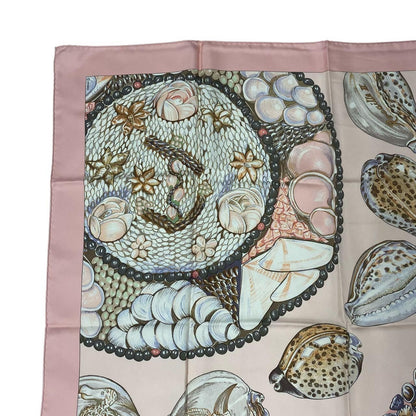 Hermes Carre 90 Scarf Rocaille Seashell Silk Pink — view 2