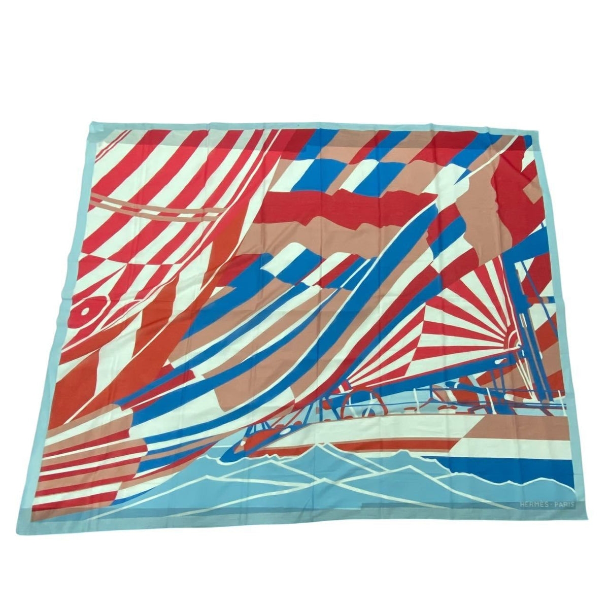 Hermes Scarf Carre 140 Large Yacht Pattern Blue
