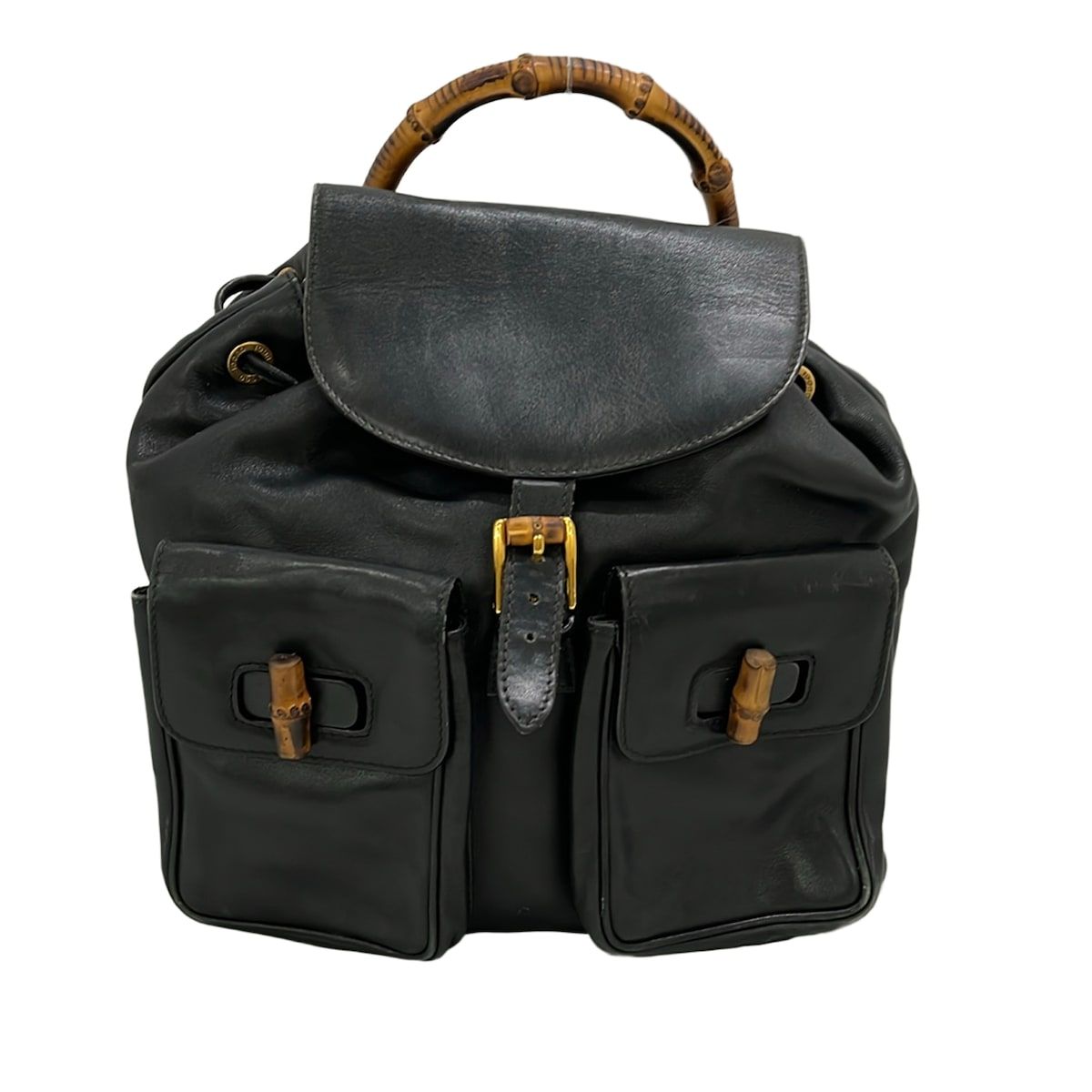 Gucci Backpack Bamboo Black Leather