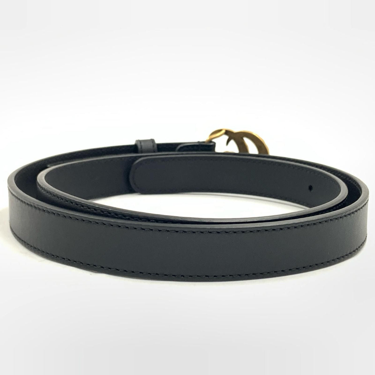 Gucci GG Marmont Double G Faux Pearl Leather Buckle Belt Black — view 2