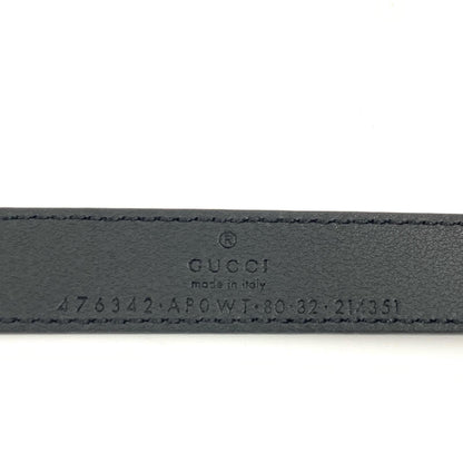 Gucci GG Marmont Double G Faux Pearl Leather Buckle Belt Black — view 5