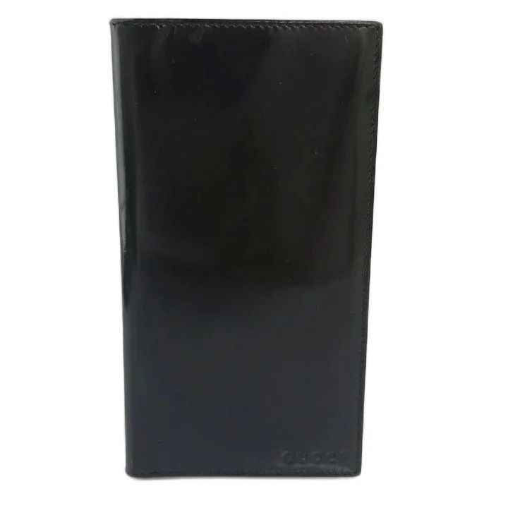 Gucci Vintage Wallet Billfold Bifold Leather Logo Embossed Black