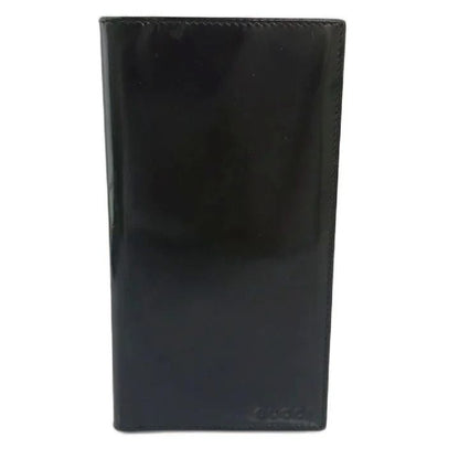Gucci Vintage Wallet Billfold Bifold Leather Logo Embossed Black