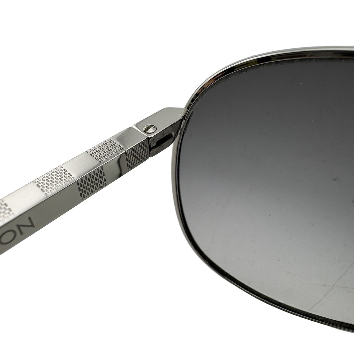 Louis Vuitton Attitude Pilot Metal Frame Damier Pattern Sunglasses Silver Clear — view 2