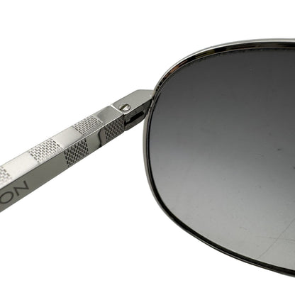 Louis Vuitton Attitude Pilot Metal Frame Damier Pattern Sunglasses Silver Clear — view 2