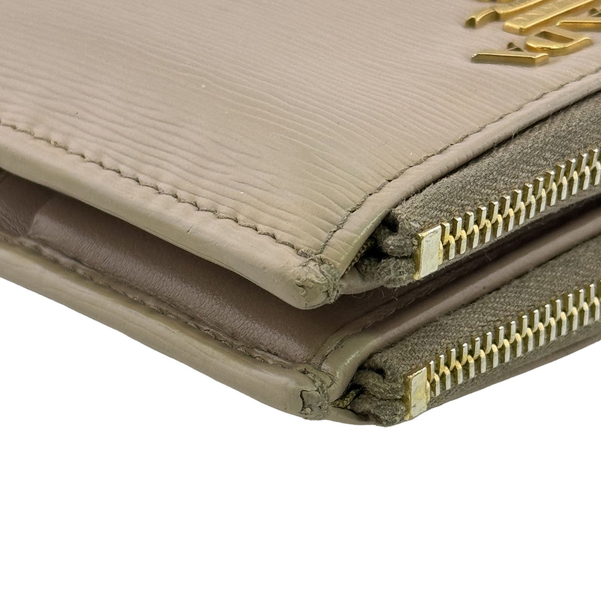 Prada Vitello Move Leather Compact Wallet Bifold Beige Mini Simple — view 2