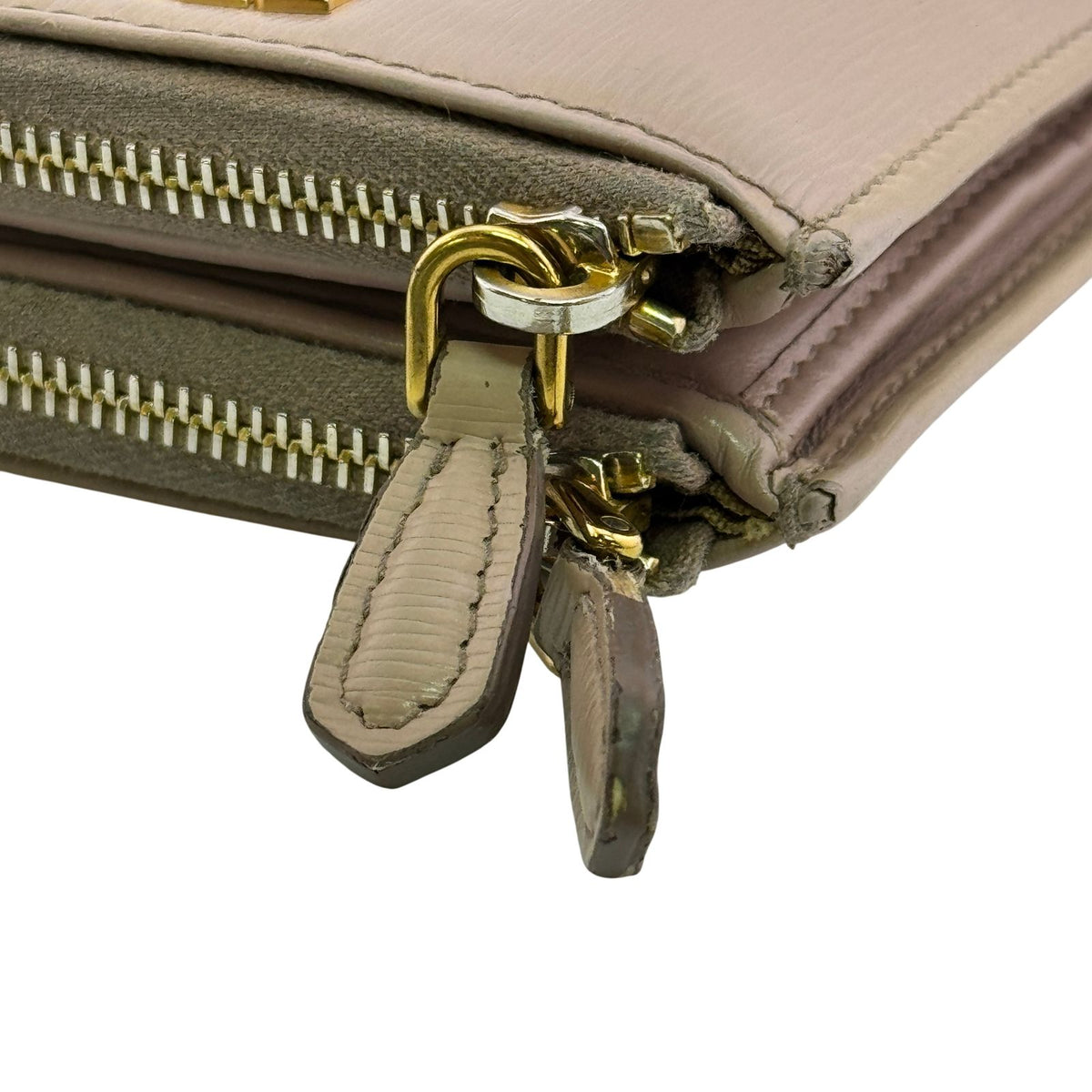 Prada Vitello Move Leather Compact Wallet Bifold Beige Mini Simple — view 3