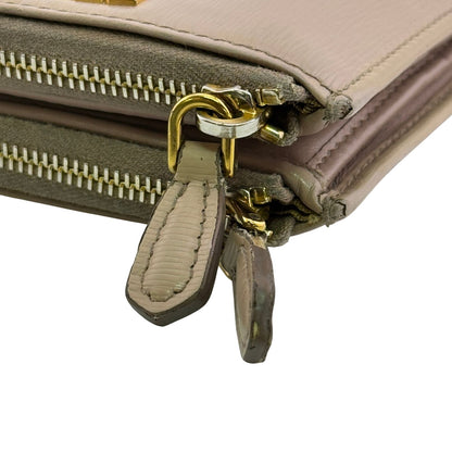 Prada Vitello Move Leather Compact Wallet Bifold Beige Mini Simple — view 3