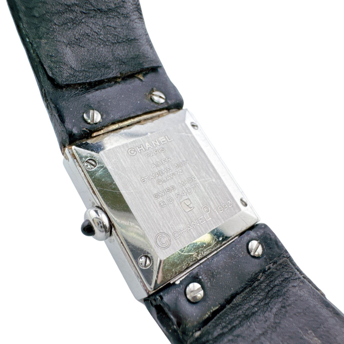 Chanel Quilted SS Stainless Steel Quartz Watch Black Dial Square Delicate — view 7