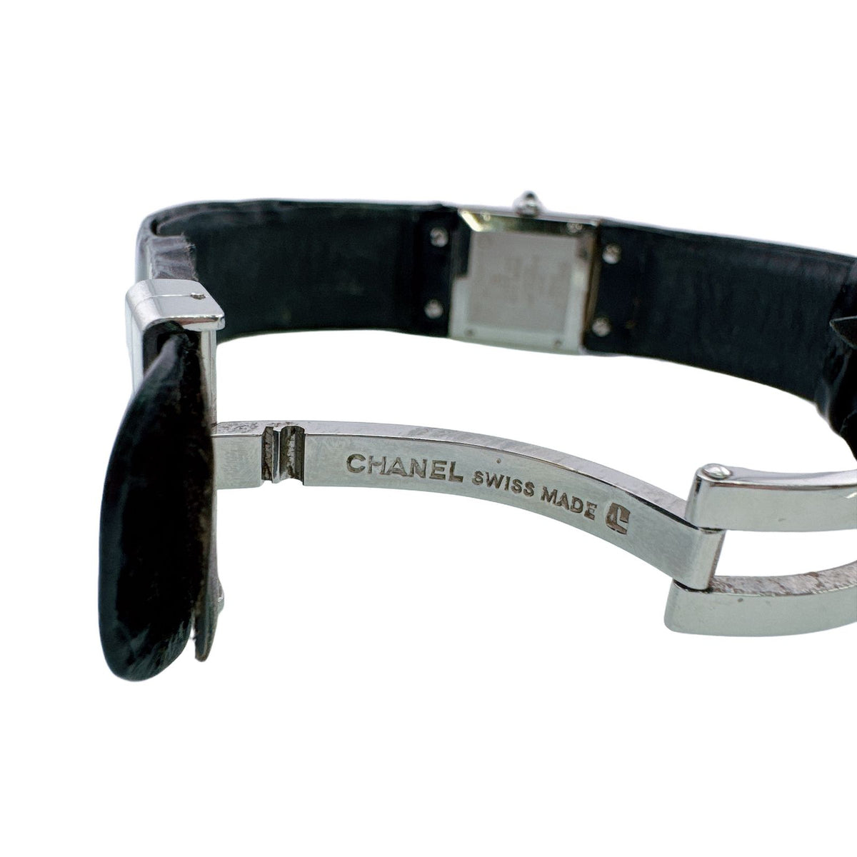 Chanel Quilted SS Stainless Steel Quartz Watch Black Dial Square Delicate — view 8