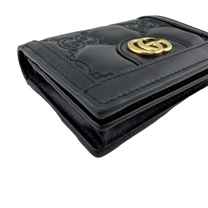 Gucci GG Matelasse Quilted Leather Compact Wallet Bifold Mini Black Double — view 2